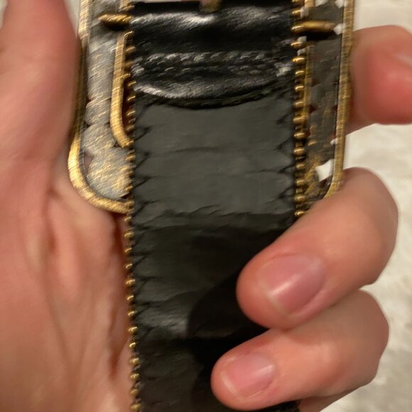 Vintage Danier Leather Genuine Rhinestone Gemstone Belt & Belt Buckle - Picture 3 of 5